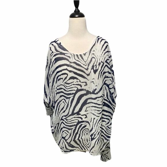 Simply Noelle Wild At Heart Zebra Blouse Blue XXL - Picture 1 of 9